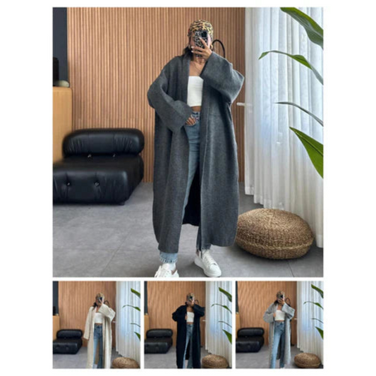 CH 484 Bloomwear Longline Street-Style Long Winter Fleece Fabric Gown Coat