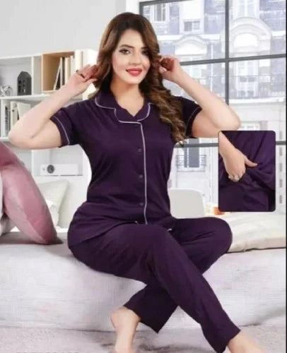 Thebloomwears Pjs Silk Half Sleeves Nightwear