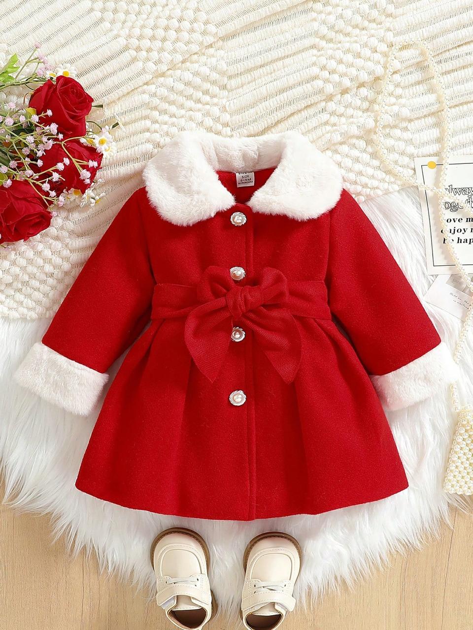 KIDS-24 Blocking Collar Bow Decor Jacket