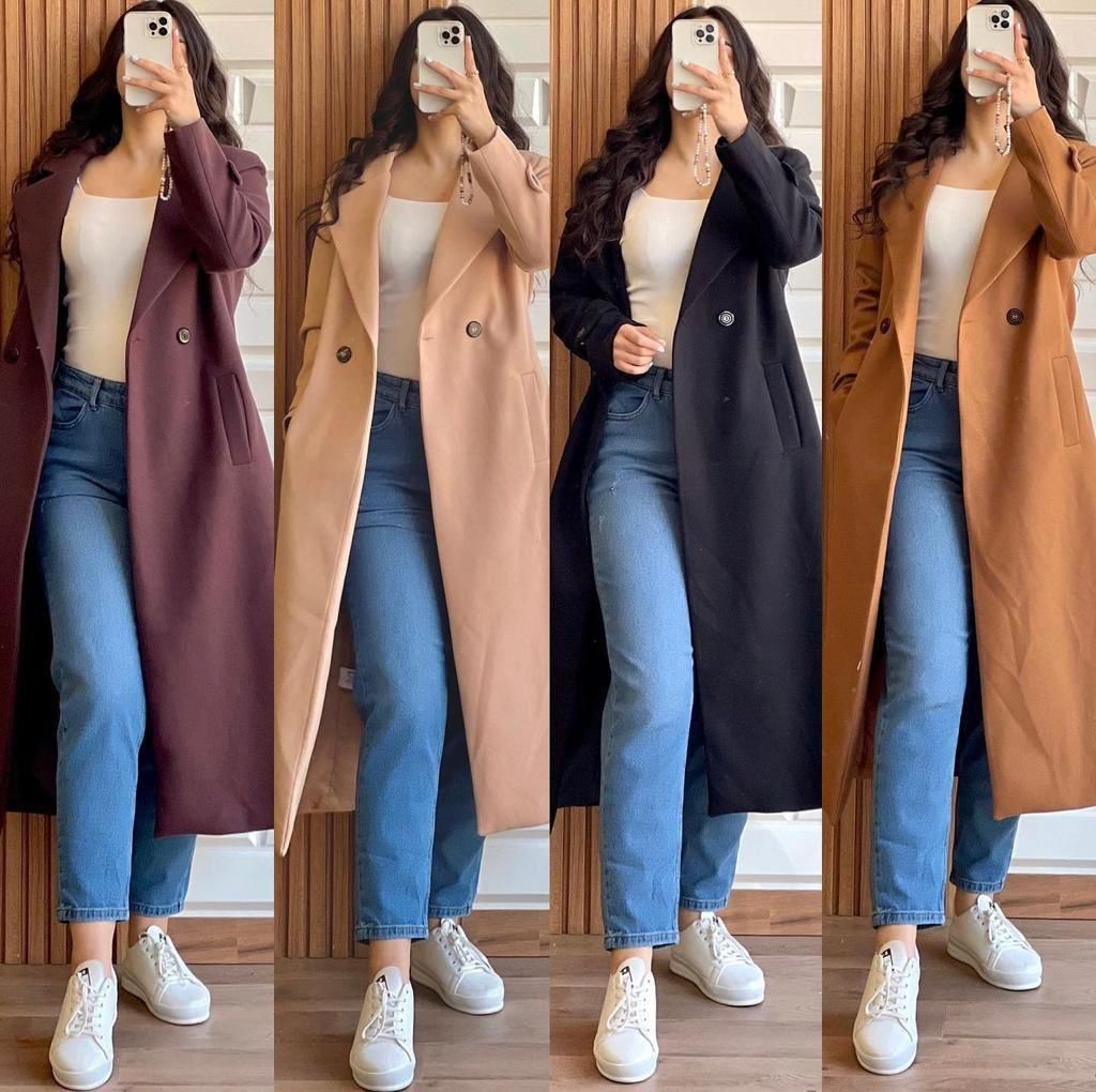 LY-0023 Bloom's Long Fleece Trench Coat For Women's