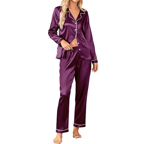 Thebloomwears Pjs Silk Full Sleeves Nightwear