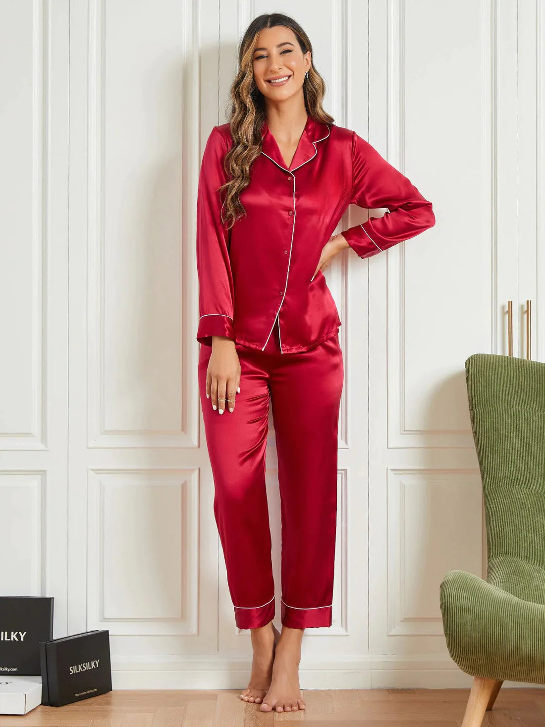 Thebloomwears Pjs Silk Full Sleeves Nightwear