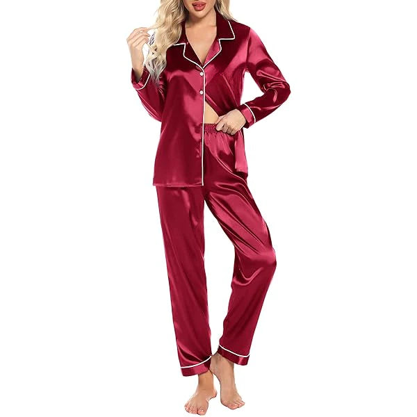 Thebloomwears Pjs Silk Full Sleeves Nightwear