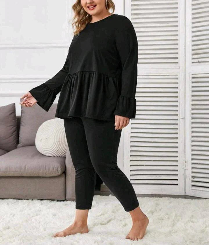 PLUS SIZE FRILL LOUNGE WEAR