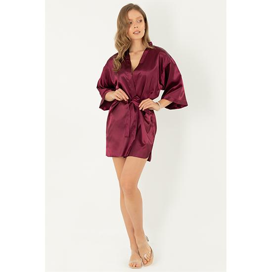 ONE PIECE KIMONO BRIDESMAID SHORT ROBE CHK # P49 - MAROON