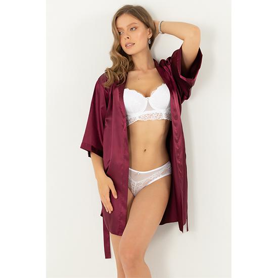 ONE PIECE KIMONO BRIDESMAID SHORT ROBE CHK # P49 - MAROON