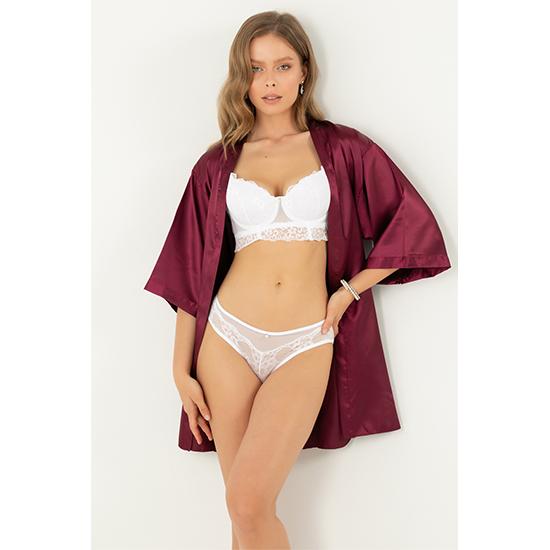 ONE PIECE KIMONO BRIDESMAID SHORT ROBE CHK # P49 - MAROON