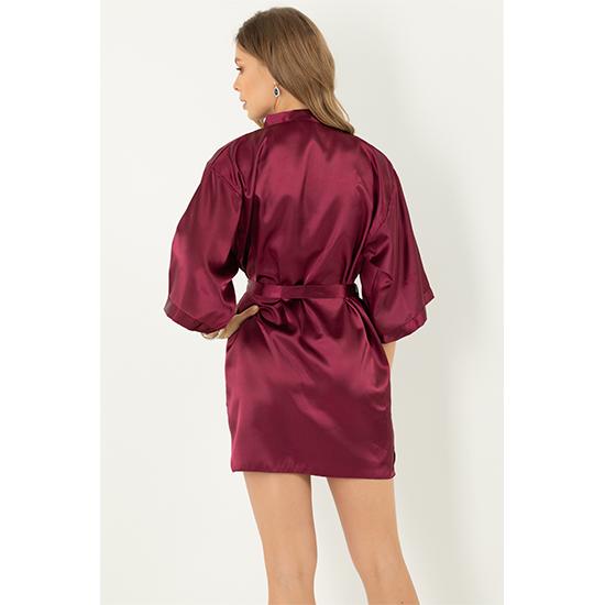 ONE PIECE KIMONO BRIDESMAID SHORT ROBE CHK # P49 - MAROON