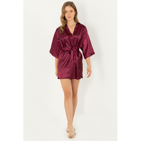 ONE PIECE KIMONO BRIDESMAID SHORT ROBE CHK # P49 - MAROON